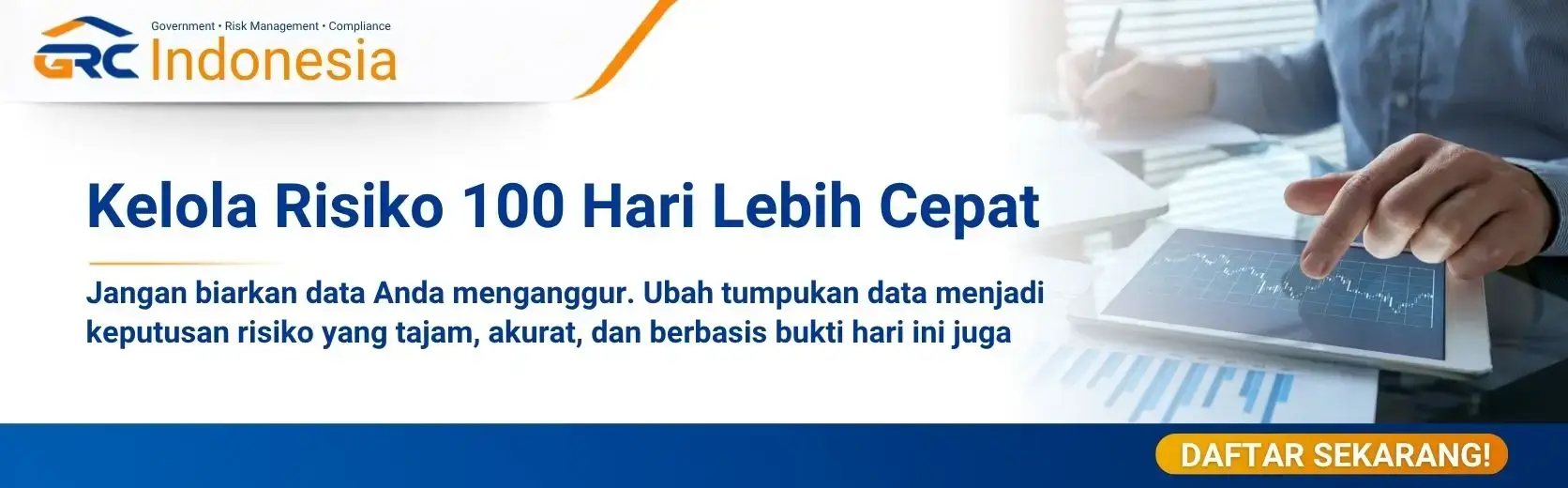 Ilustrasi alur data analytics dalam manajemen risiko: dari pengumpulan data hingga dashboard visualisasi risiko real-time