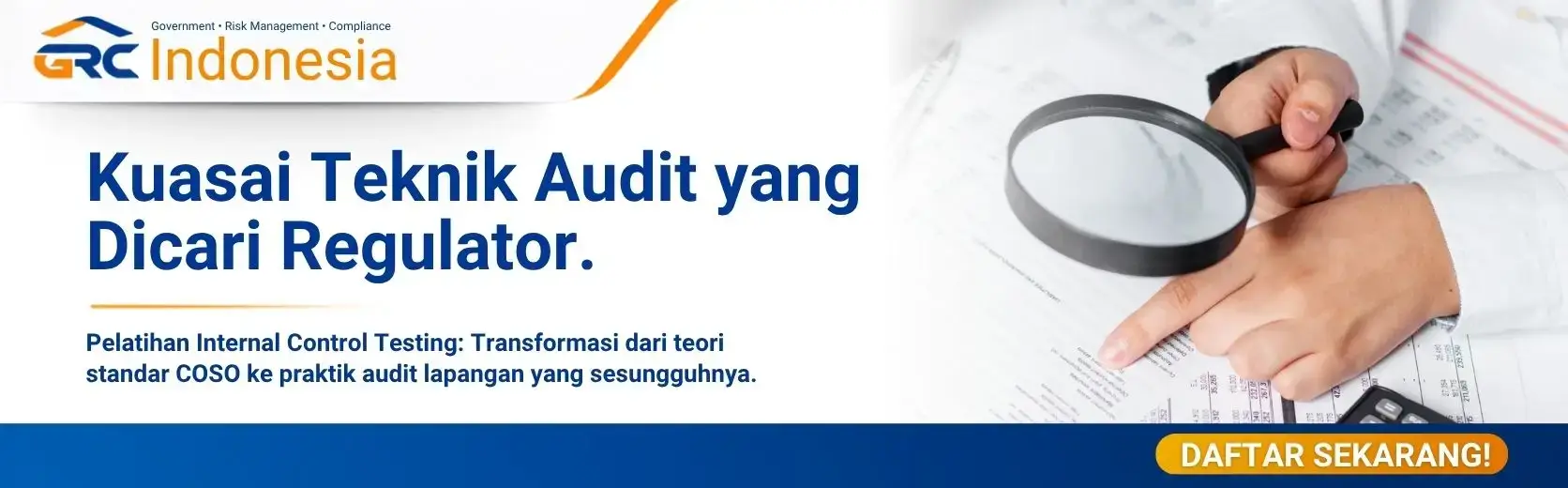 Banner konsultasi dan pendaftaran Pelatihan Internal Control Testing via WhatsApp resmi GRC Indonesia