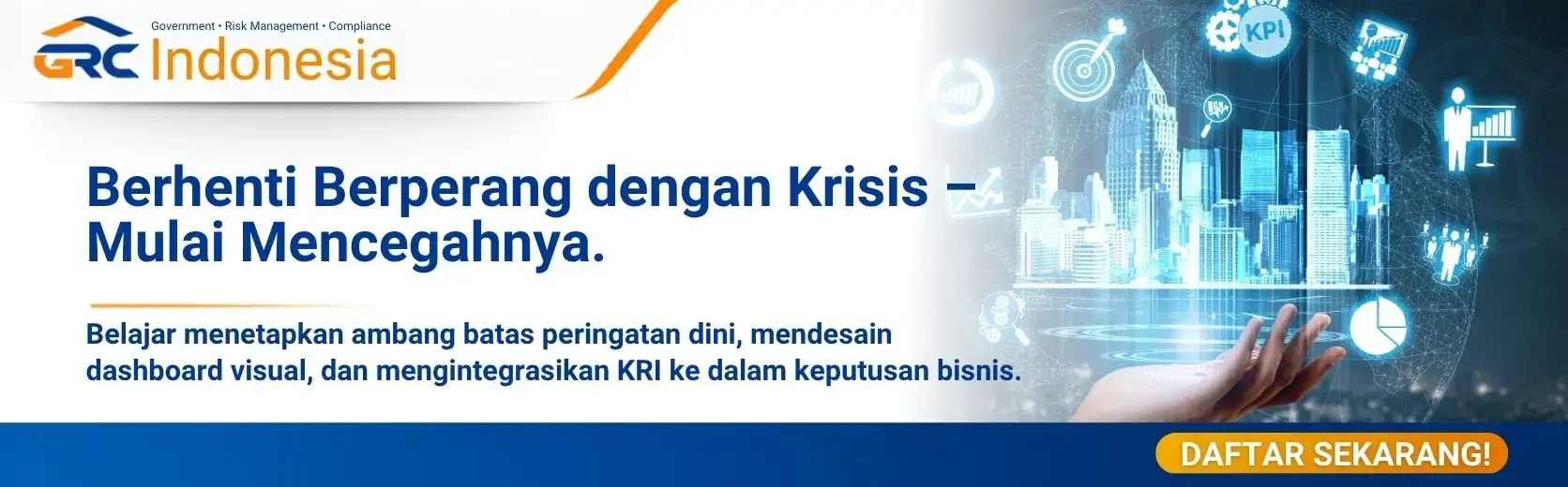 Banner Pelatihan Key Risk Indicator KRI untuk pencegahan kerugian operasional perusahaan GRC Indonesia