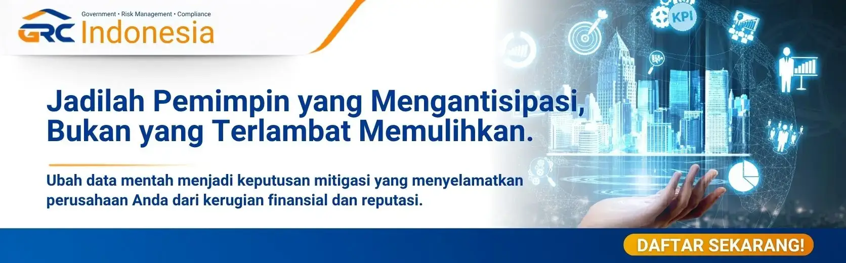 Banner pendaftaran training KRI implementasi dashboard early warning system manajemen risiko