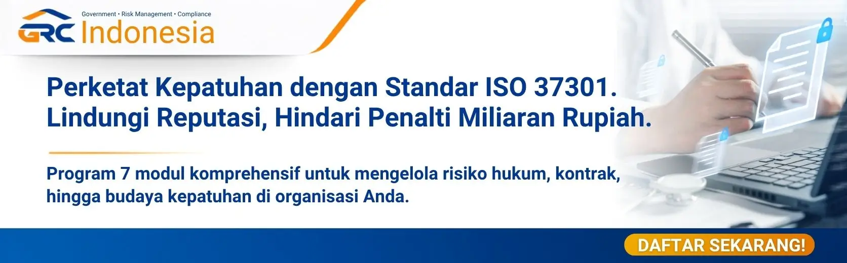 Banner pendaftaran pelatihan Legal and Compliance Management GRC Indonesia