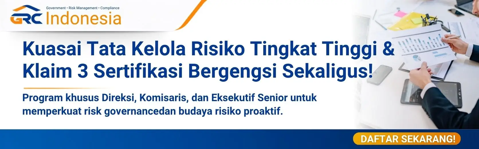 Banner pendaftaran Master Class Enterprise Risk Governance dengan sertifikasi QCRO, QRGP, dan CERG dari GRC Indonesia