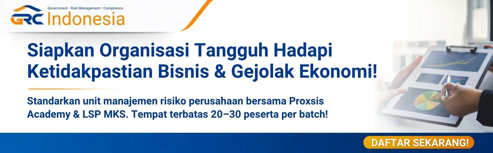 Banner Pendaftaran Pelatihan dan Sertifikasi Data Analytics for Risk Management Proxsis Academy GRC Indonesia