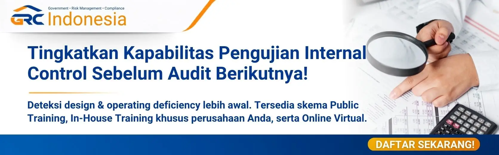 Tombol daftar via WhatsApp untuk in house training internal control perusahaan bersama Proxsis Academy