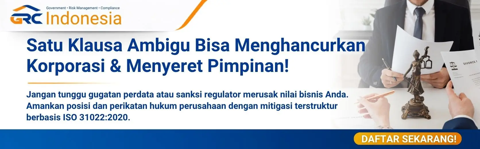 Banner download silabus pelatihan manajemen risiko hukum dan template praktis legal risk register Proxsis Academy